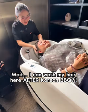   스파코라 바비큐에서 미용 서비스를 받는 현지 소비자
