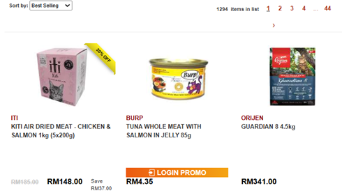 펫 러버스 센터에서 판매되는 해외 캣푸드 제품