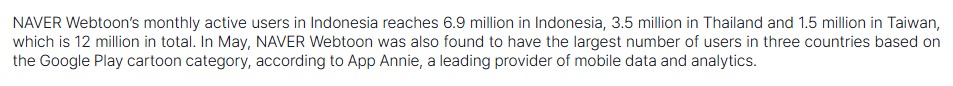 월간 라인 웹툰 이용자가 690만 명에 이르는 인도네시아 