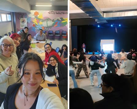 행사 전 열린 한국어 수업(왼)과 행사 후 열린 랜덤댄스