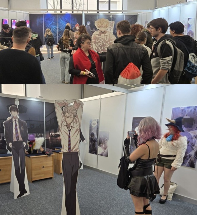 하이브(HYBE) 오리지널 스토리 ‘다크 문: 달의 제단’ 전시를 즐기는 현지 팬