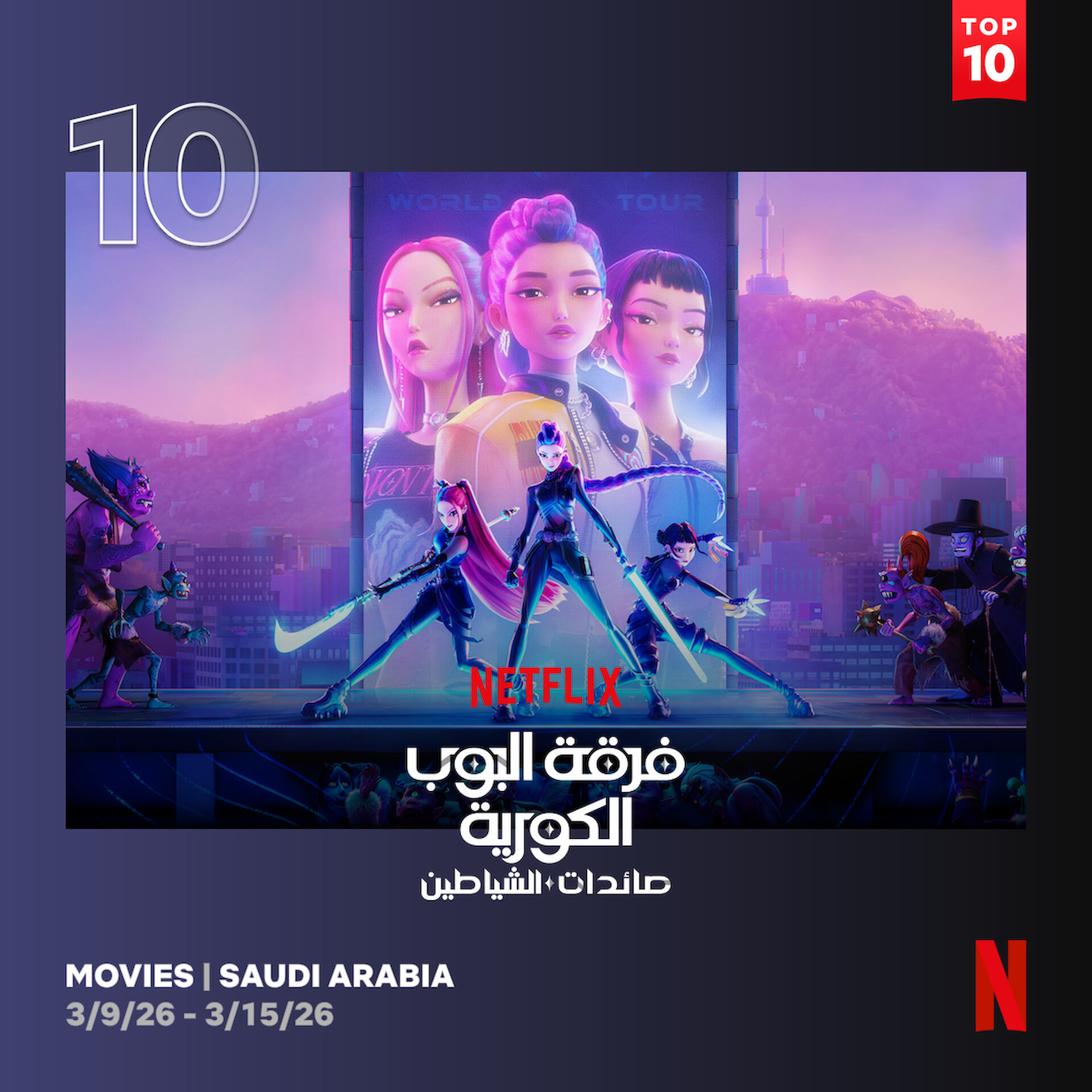  3월 둘째 주 10위 기록한 ‘케이팝 데몬 헌터스