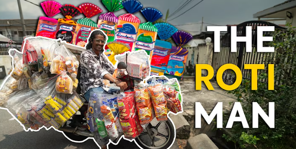 '말레이시아 로띠맨' 다큐멘터리 중 한 장면. 오토바이로 빵을 팔고 다니는 청년 하자의 모습이 담겼다.- 출처: 말레이시아 다큐멘터리 유튜브(@DocuSphereNet)