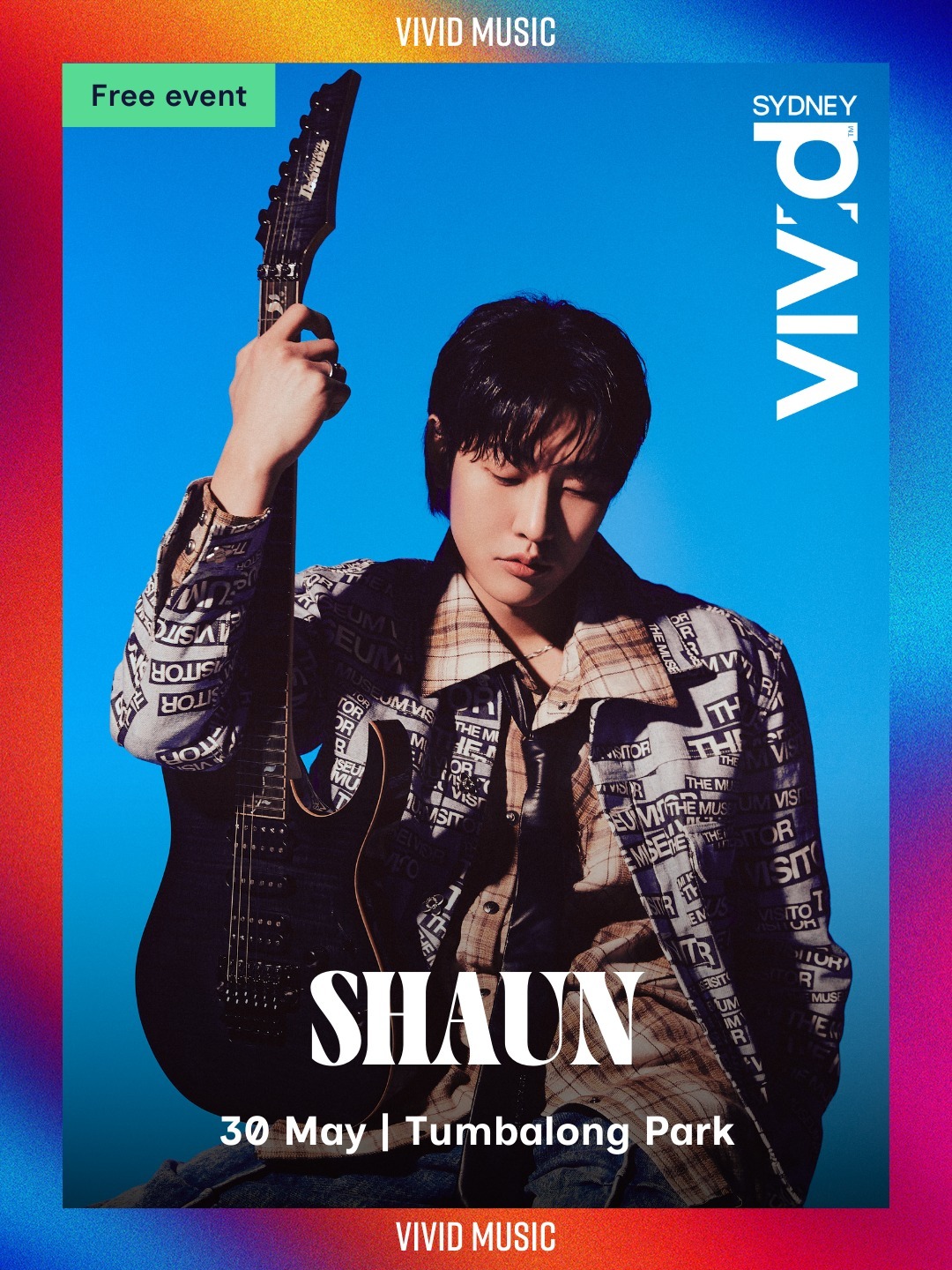 비비드 시드니 2026(VIVID Sydney 2026)'의 무료 공연 행사인 '텀발롱 나이츠(Tumbalong Nights)' 무대에 설 가수 숀(Shaun)