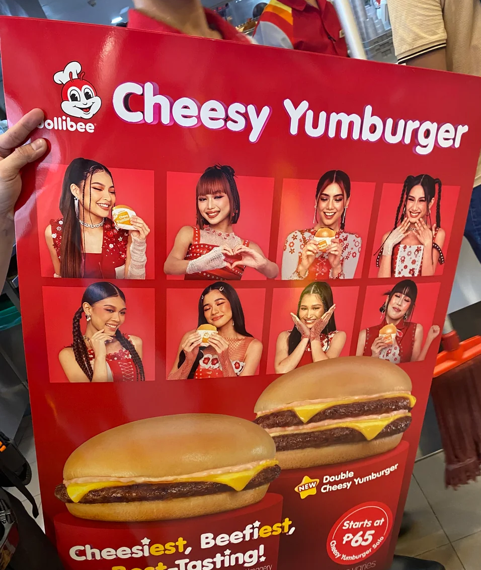 필리핀의 졸리비(Jollibee) 햄버거 광고에서 나온 비니(BINI) 