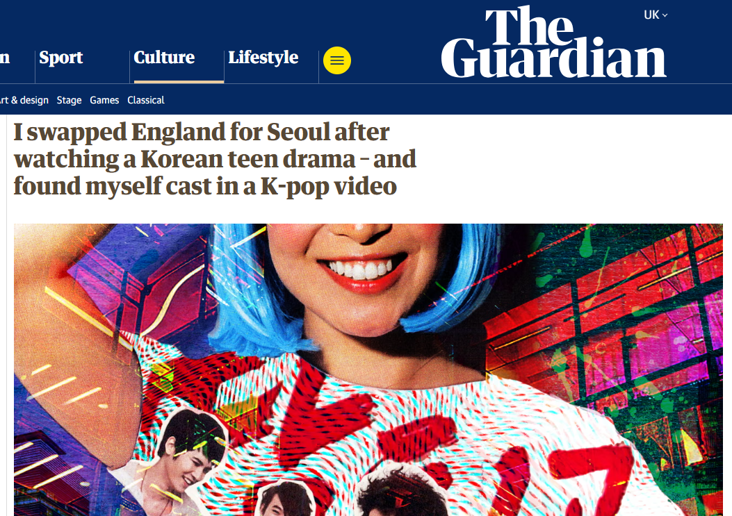 앨리스 아멜리아 작가(Alice Amelia)가 한국 문화콘텐츠 소비를 하게 됨으로써 

        인생의 경로가 달라졌다는 경험 내용을 담은 보도 – 출처: '더 가디언(The Guardian)'