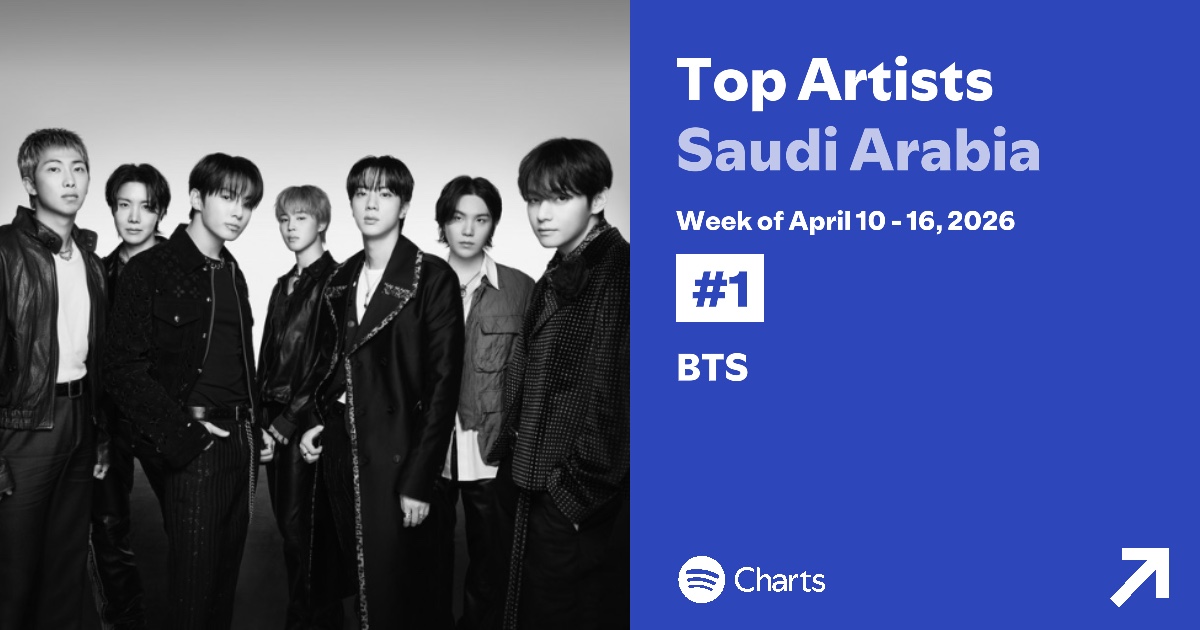 < 스포티파이(Spotify) 사우디아라비아 주간 차트 탑 아티스트 1위이자 탑 송(Top Songs) 7위를 기록한 방탄소년단(BTS)  

            - 출처: 스포티파이(Spotify) >
            
            
