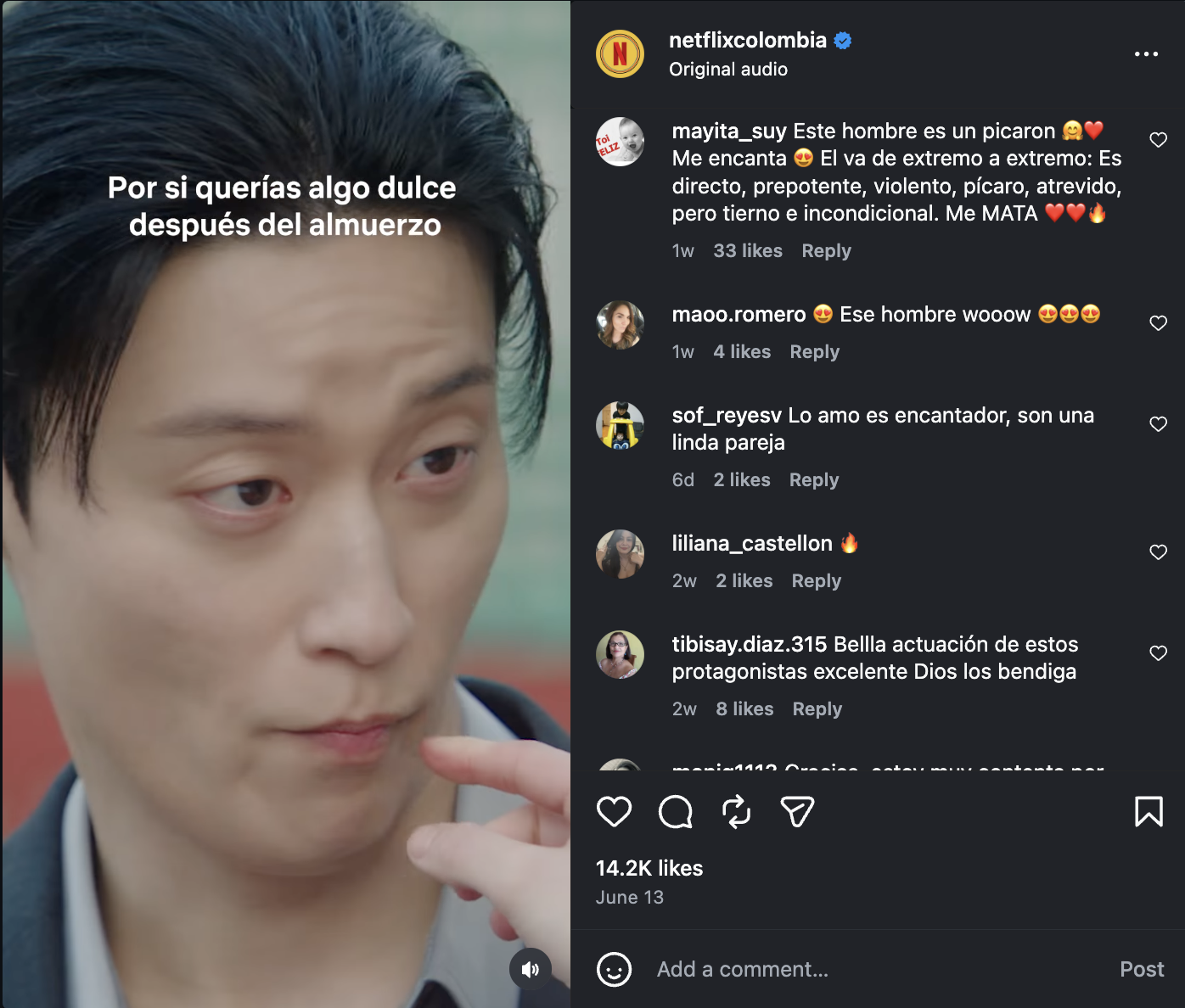 멋진 신세계’ 현지 반응 댓글 2 – 출처: 넷플릭스 콜롬비아 인스타그램 공식 계정(@netflixcolombia)