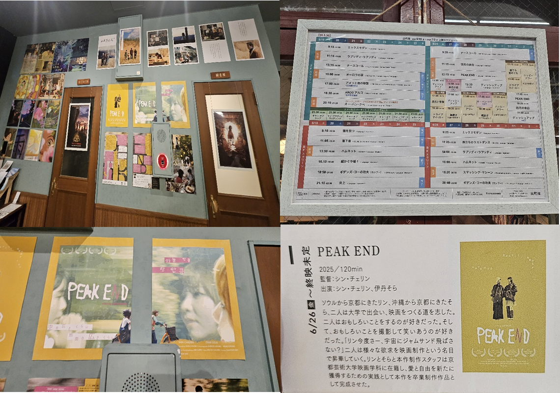 6월부터 상영을 시작한 '피크 엔드(PEAK END)'의 포스터와 상영시간표, 작품 정보