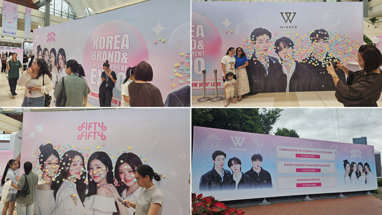  케이팝존에 설치된 위너·피프티피프티 배너