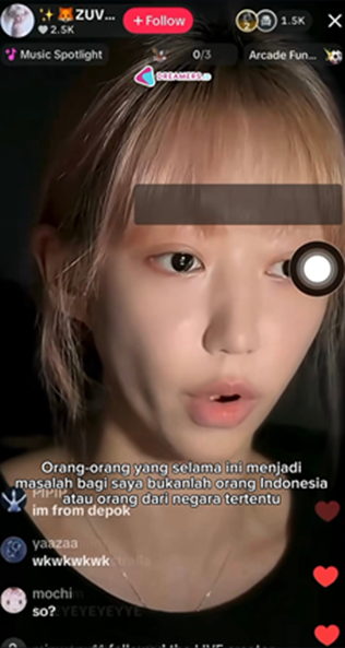 해명 방송과 인도네시아어 사과문 일부