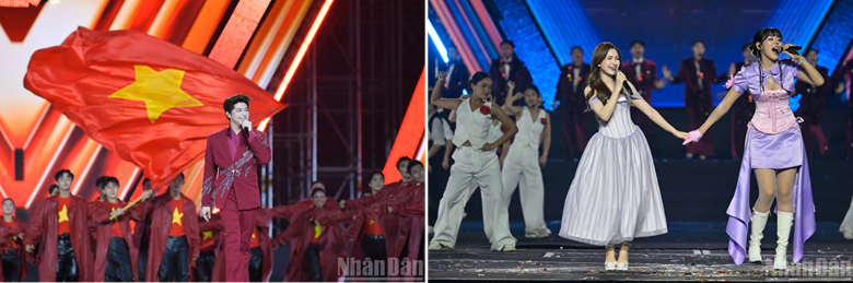 마음속의 조국’ 2026 공연 모습. 왼쪽부터 가수 수빈(SOOBIN), 호아 민지(Hòa Minzy)와 무오이(Muộii)